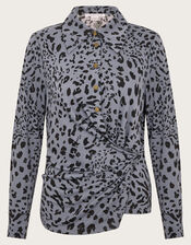 Aubrey Jersey Leopard Print Shirt , Grey (GREY), large