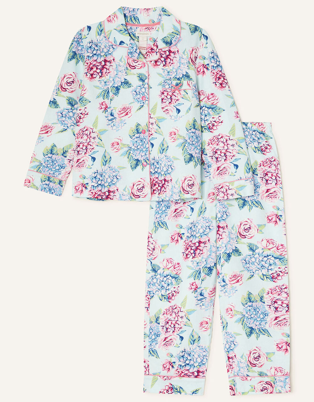 Elle Floral Pyjama Set Blue | Girls' Nightwear | Monsoon UK.