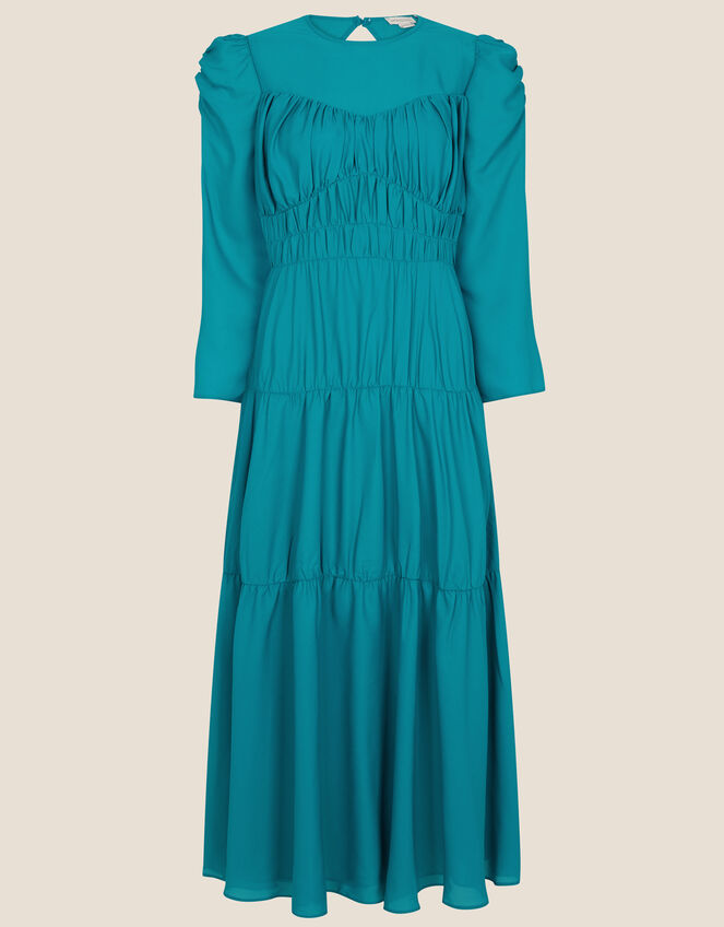 Penny Tiered Midi Dress Teal | Teal Dresses | Monsoon UK.