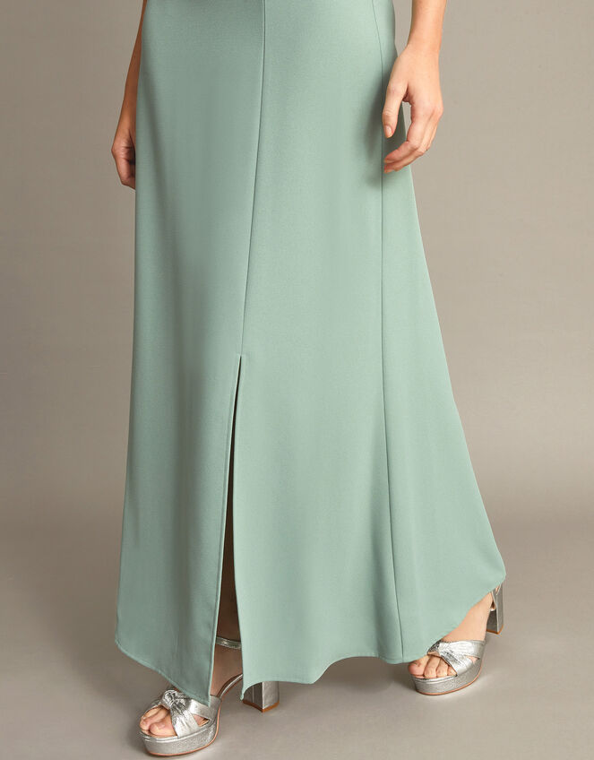 Beatrice Crepe Bardot Maxi Dress, Green (SAGE), large