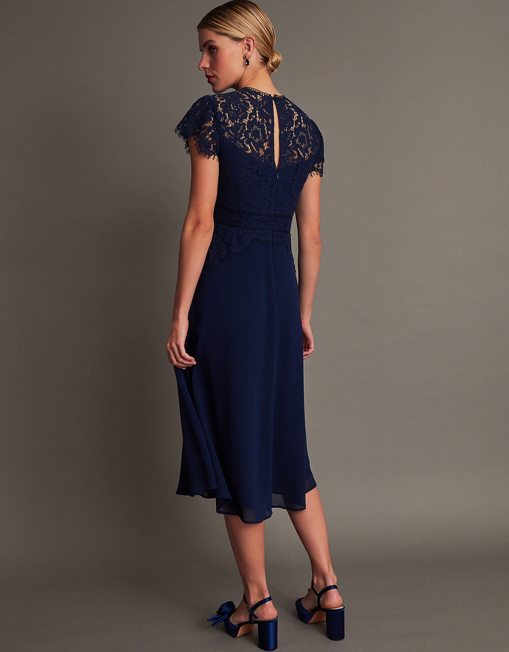 Louise Lace Midi Dress Blue | Evening Dresses | Monsoon UK.