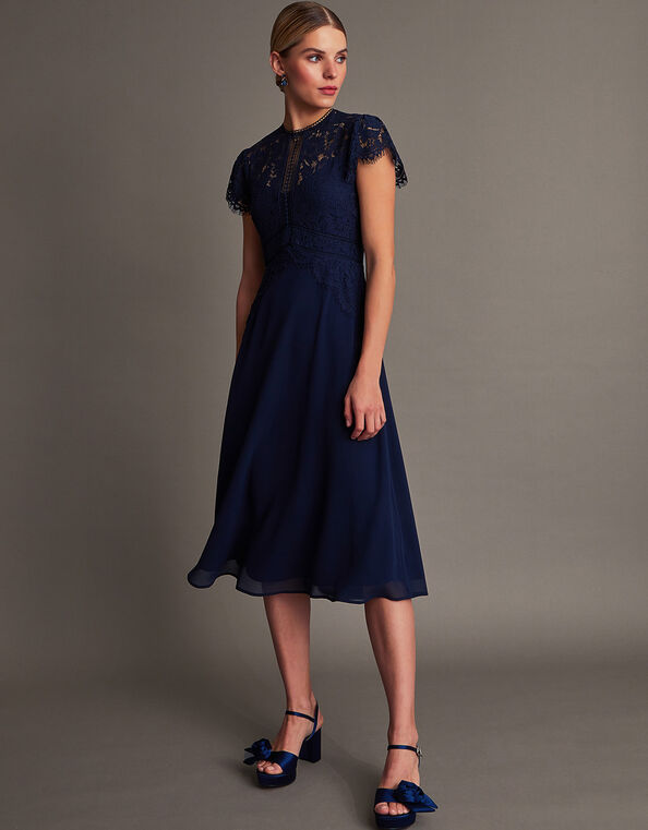 Coast Lisanne Dress with Lace Top, Cobalt Blue, 8 - 10 UK, RRP £145 -  Beautiful