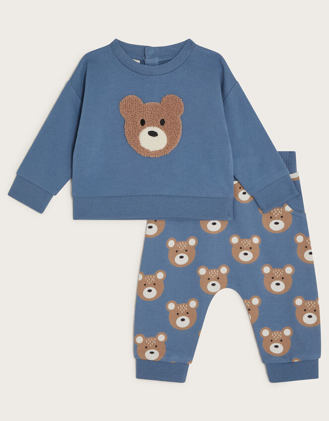 Newborn Bear Sweatshirt and Joggers Set, Blue (BLUE), large