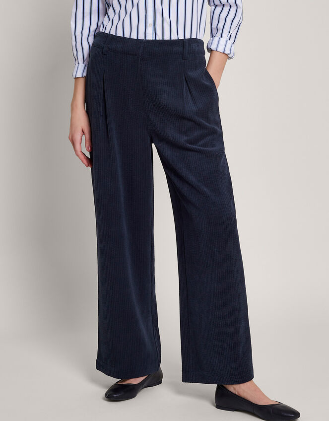 Serena Wide Leg Cord Trousers, Blue (NAVY), large