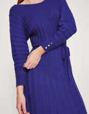 Eclipse Blue Knit Rib Mock Neck Dress - Women's Knit Dresses