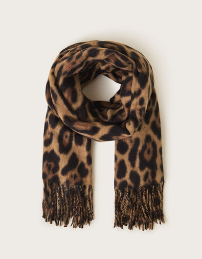 Lottie Leopard Print Scarf, Tan (TAN), large