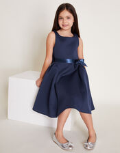 Molly Scuba Bow Bridesmaid Dress, Blue (NAVY), large