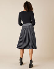 Monochrome Pleated Skirt Dress, Blue (NAVY), large