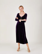 Sara Velvet Midi Dress, Purple (PURPLE), large