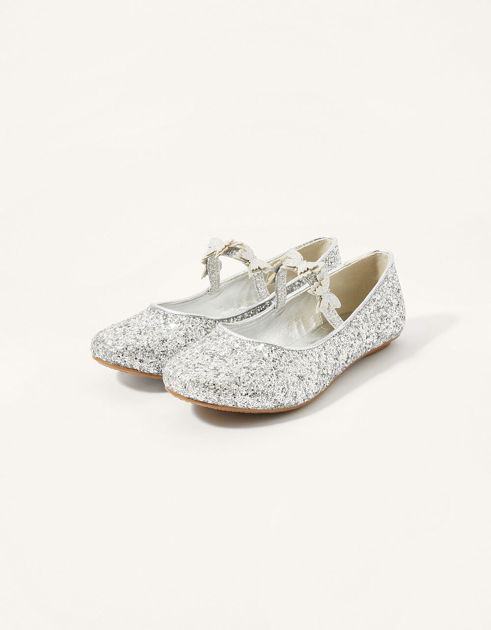 Sparkle Butterfly Ballerina Flats Silver | Girls' Flat Shoes | Monsoon UK.