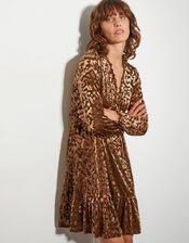 Ali Devore Leopard Print Mini Dress, Green (OLIVE), large