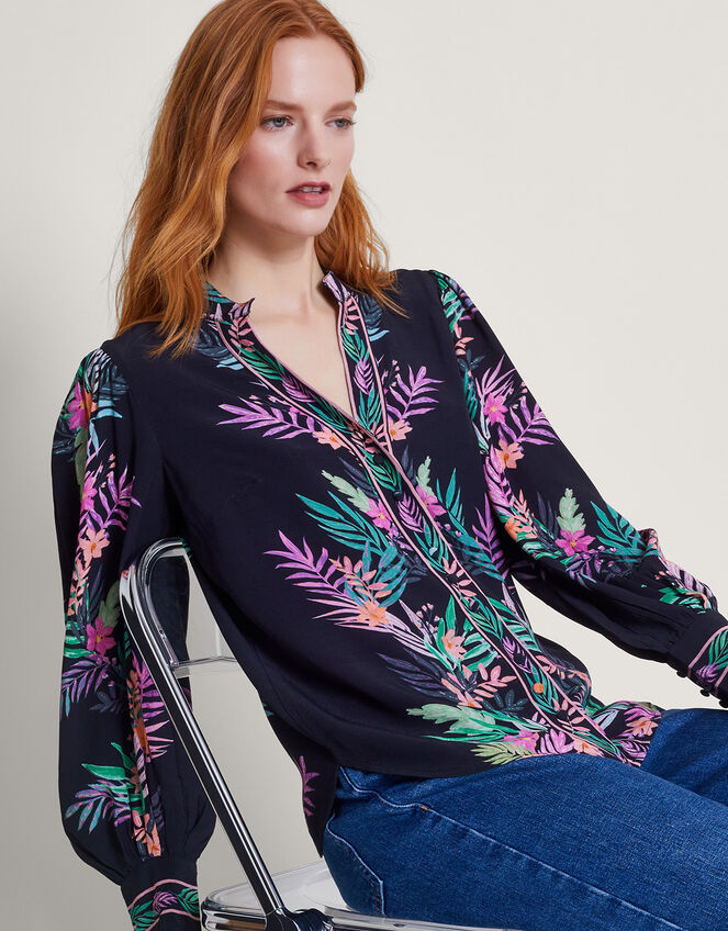 Mirella Palm Print Blouse Black | Blouses & Shirts | Monsoon UK.