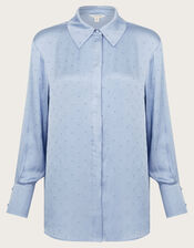 Holly Relaxed Satin Shirt, Blue (PALE BLUE), large