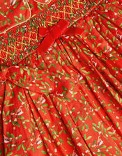 Newborn Robin Mistletoe Dress and Bando Set, Red (RED), large