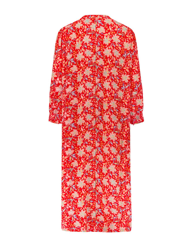 East Pleat Floral Midi Dress, Red (RED), large