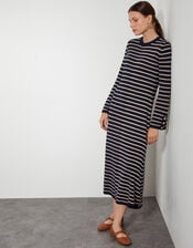 Shaw Stripe Midi Jumper Dress, Blue (NAVY), large