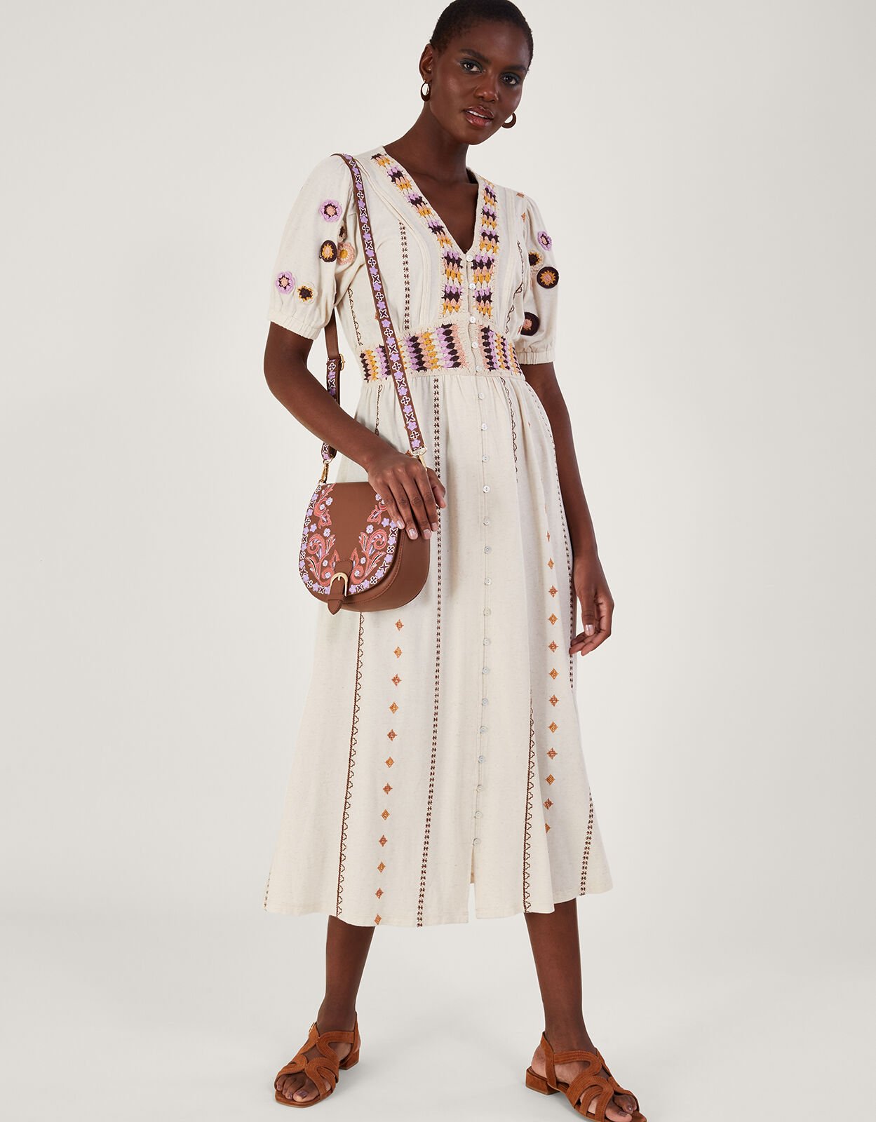 Linen-blend Crochet Summer Dress