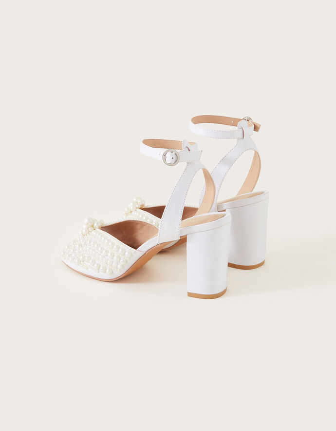 Pearl Bridal Block Heeled Sandals Ivory