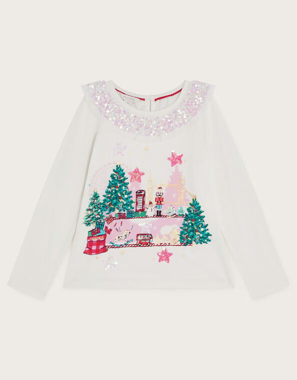 Christmas In London Long Sleeve Top, Ivory (IVORY), large