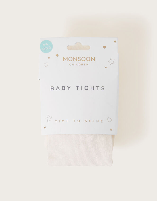 Baby Frosted Cotton Tights, Ivory (IVORY), large