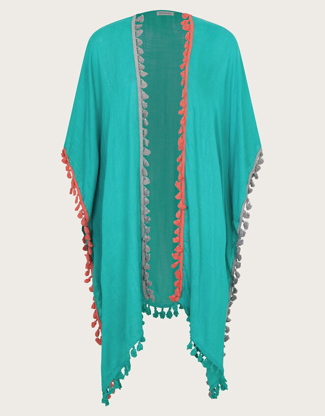 Contrast Tassel Cover-Up, Blue (TURQUOISE), large