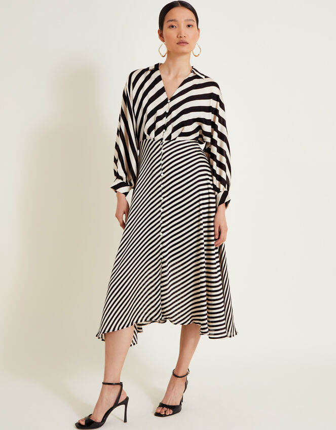 Sofia Stripe Dress, Black (BLACK), large