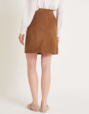 Sienna Suede Zip Skirt, Tan (TAN), large