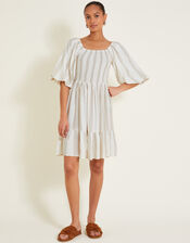 Lila Stripe Dress, Natural (NATURAL), large