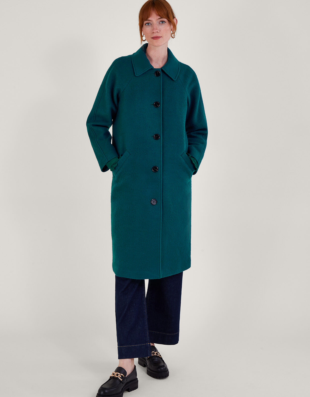 Farah Single Breasted Coat Teal | Women's Coats | Monsoon UK.