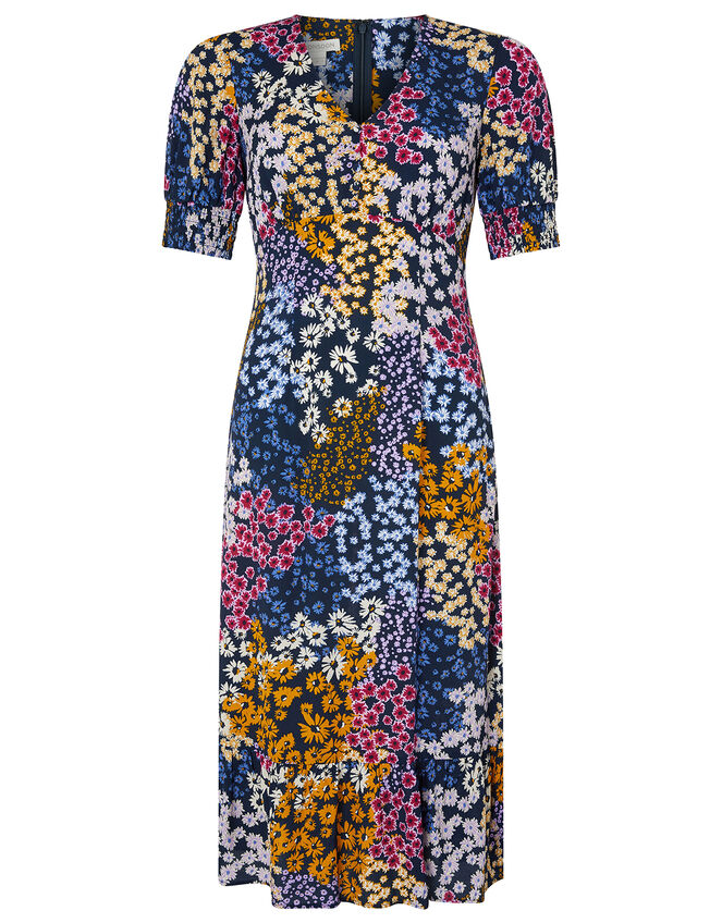 Belle Floral Midi Dress with LENZING™ ECOVERO™, Blue (NAVY), large