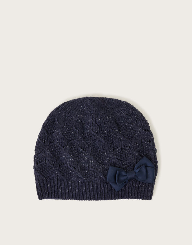 Knit Beanie Hat, Blue (NAVY), large