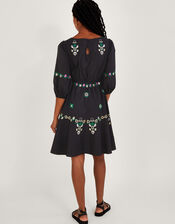 Embroidered Tiered Dress, Black (BLACK), large