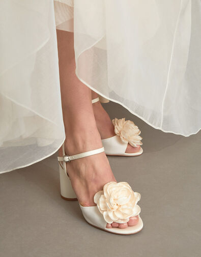 Corsage Bridal Heel Sandals, Ivory (IVORY), large