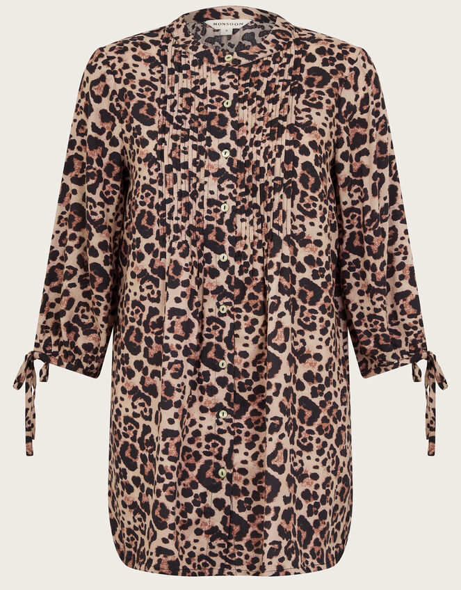 Layla Leopard Print Blouse, Brown (CHOCOLATE), large