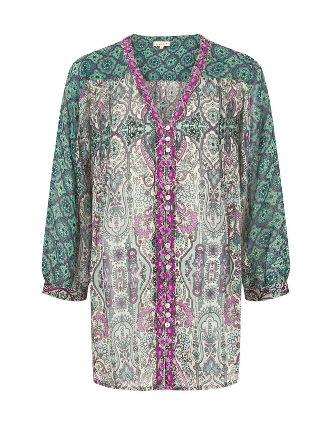 East Paisley Print Blouse, Green (GREEN), large