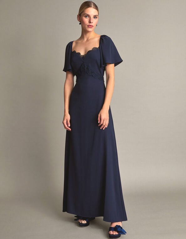 Charlotte Crepe Maxi Dress, Blue (NAVY), large