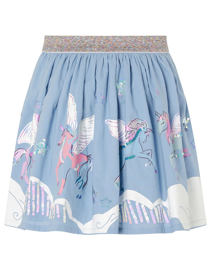Sequin Cloud Unicorn Skirt Blue
