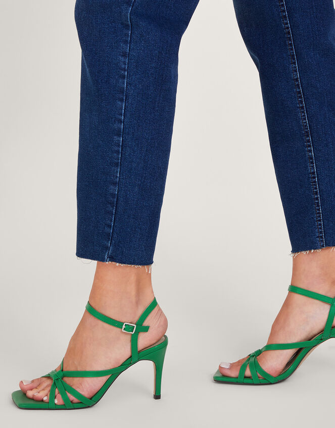 Barely There Leather Heel Sandals Green