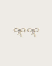 Diamante Bow Earrings, , large