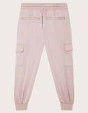 Textured Satin Cargo Trousers, Pink (PALE PINK), large