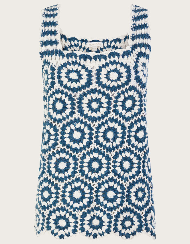 Crochet Tank Top, Blue (BLUE), large