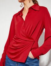 Dalia Drape Jersey Shirt, Red (RED), large