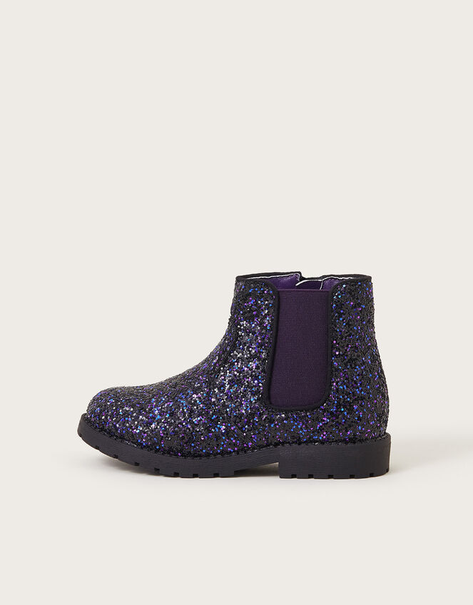 Glitter Chelsea Boots, Purple (PURPLE), large