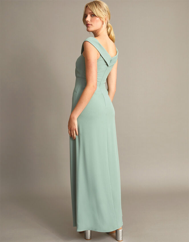 Beatrice Crepe Bardot Maxi Dress, Green (SAGE), large