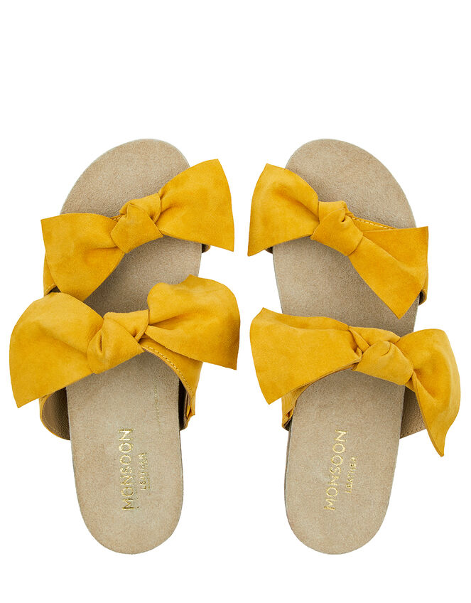 Betty Bow Suede Sandals Yellow | Women's Shoes | Monsoon UK.