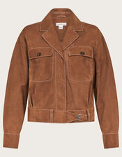 Iris Crop Suede Jacket, Tan (TAN), large