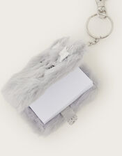 Faux Fur Cat Mini Keychain Notebook, , large