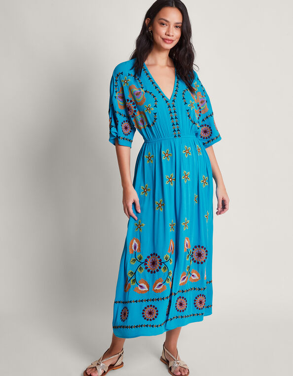 Paisley Scarf Print Maxi Dress in Sustainable Cotton Multi