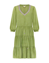 East Embellished Tiered Dress, Green (GREEN), large