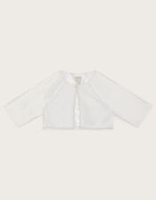 Pearl Trim Communion Jacket, White (WHITE), large